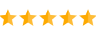 Five gold stars in a row representing a five-star rating or review.