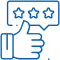 Thumbs up with star rating badge, representing positive dental reviews and customer satisfaction.