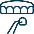 Dental implant icon showing tooth replacement procedure with implant post and crown.