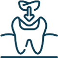 Tooth icon with dental drill symbol representing modern dental care and treatment services.
