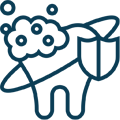 Cartoon bear holding toothbrush with stars, representing pediatric dental care and children's dentistry.