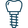 Dental implant icon showing tooth crown on screw post fixture