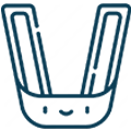 Minimalist outline icon of a U-shaped dental tray or holder against white background.